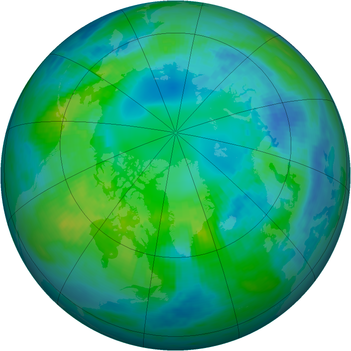 Arctic ozone map for 20 October 1990